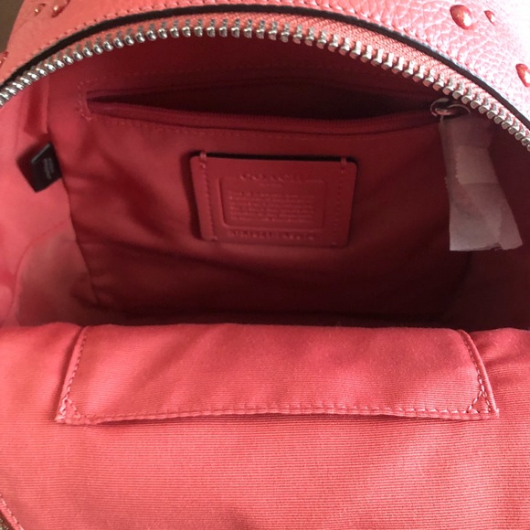 Coach mini Charlie backpack w border studs Coral - Picture 5 of 8